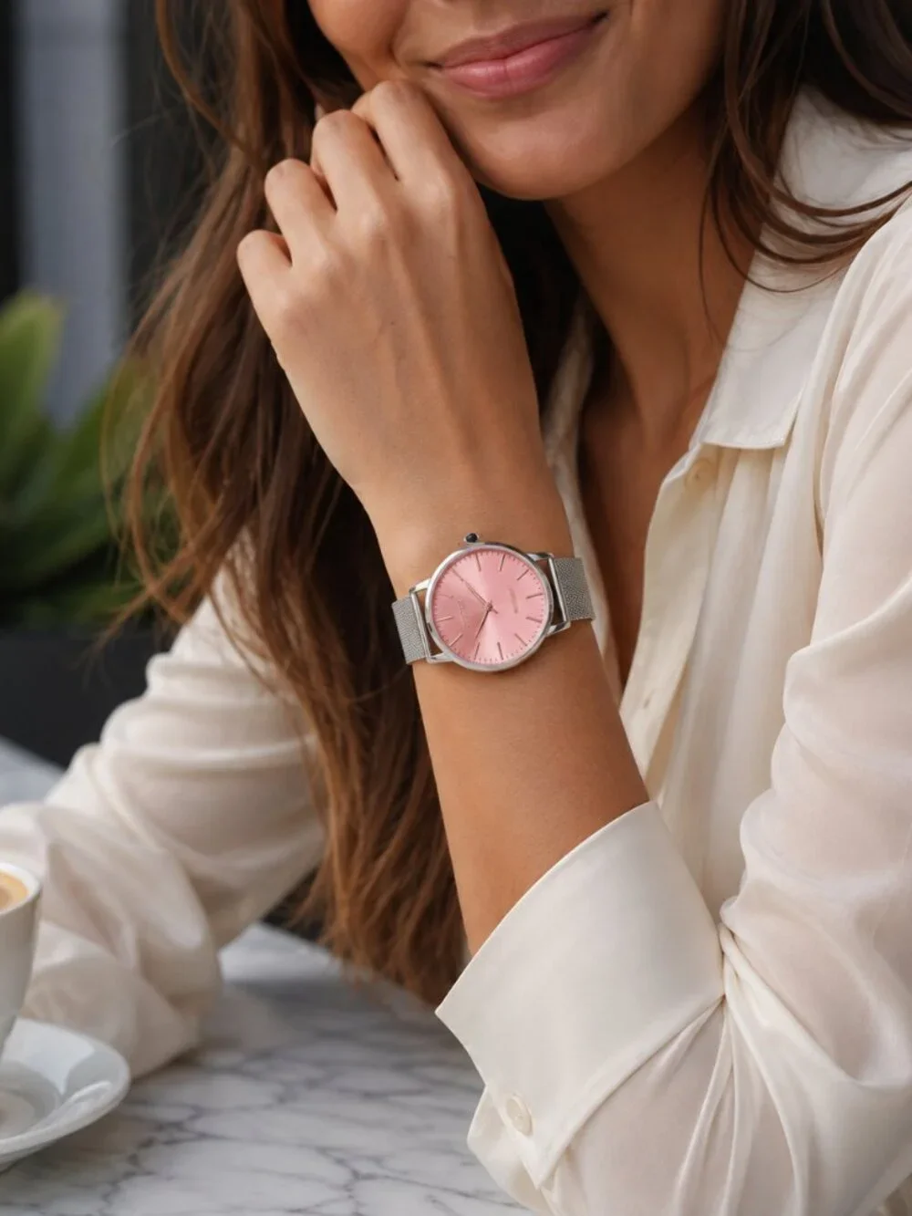 Invicta Angel Starlight 48843 Pink Dial Silver Mesh Watch 38mm NIB